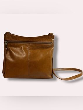 HOBO International Brown Leather Crossbody Bag Adjustable Strap Zip Top